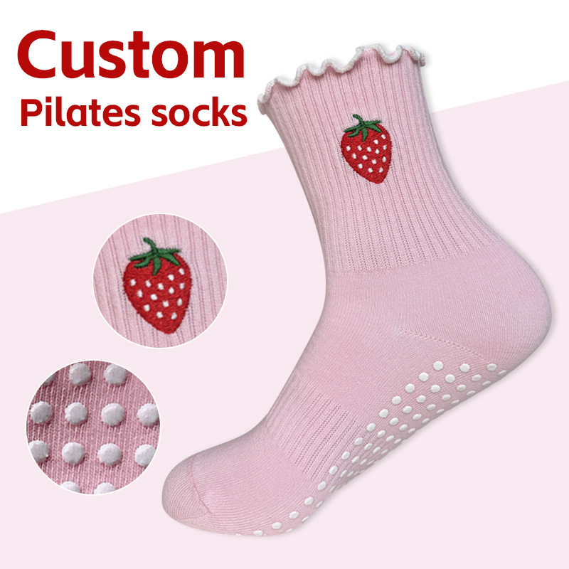 Medias Para Pilates Y Yoga - 2 pairs of women's fruit-embroidery mid-calf