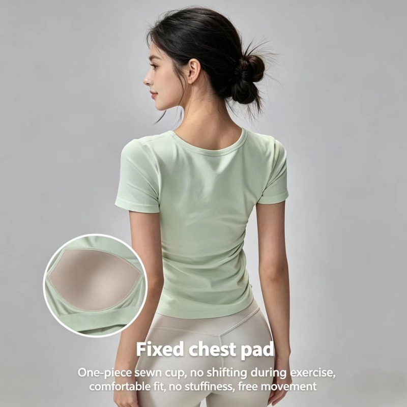 Summer Short Sleeve Padded Spo - Pilate Yoga Workout 评论和价格